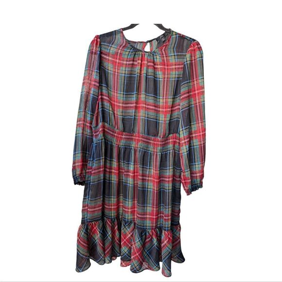 Jcrew Cinched-waist chiffon dress in Stewart tartan sz xl - Picture 5 of 7